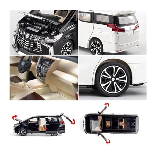 Image of 1:24 Scale Big Toyota Alphard Toy Car | Metal Pullback Diecast Car for Kids with Openable Doors, Sound, Light Effects Toy for Car Enthusiasts (Color As Per Available),black