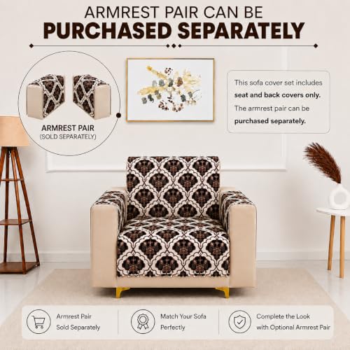 Image of Homerz Premium Printed Quilted Velvet Sofa Slip Cover Protector, Sofa Mat, Exact Size, Antislip Cover (Botanica, 1 Seater, Full)