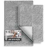 Hearth & Harbor Bathroom Rugs, Chenille Bath Mat - Machine Washable Bath Mats for Bathroom Non-Slip Backing Rubber, Quick Dry Bathroom Mat