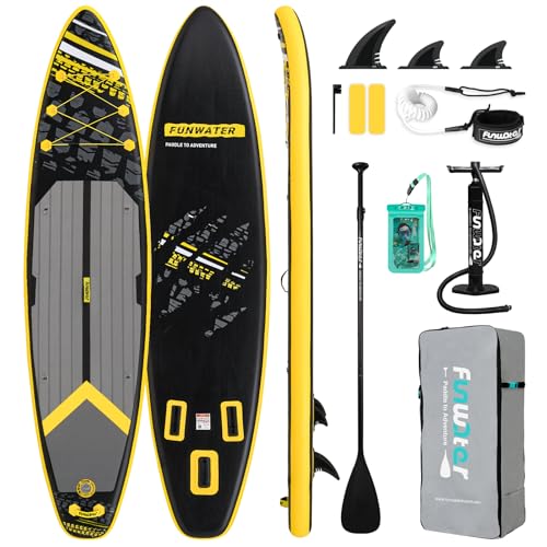 FunWater Sup Gonfiabile Portatile: Tavola Gonfiabile, Pinne, Pompa, Pagaia, Zaino e Guinzaglio di Sicurezza-Ideale per Adulti e Ragazzi,Tutti i Livelli