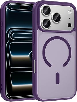 Coverzone iPhone 17 Pro Max İle Uyumlu Kılıf Magsafe Manyetik Kablosuz Şarj Uyumlu iPhone 17 Pro Max için kilif Z-Babet Derin Mor