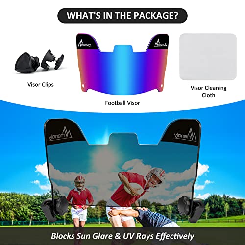 Menoly Football Visor, Youth Adult Football Helmet Viosor With Clips And Cleaning Cloth, Scratch Resistant, Uv Block, Facial Protection Visor For Football Helmet #TOP3