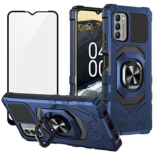 Ailiber Case for Nokia G100 Nokia C300 Phone Case with Screen Protector Ring Kickstand for Magnetic Car Mount Military Grade Heavy Duty Shockproof Protective Phone Cover for Nokia G100 6.52-Blue