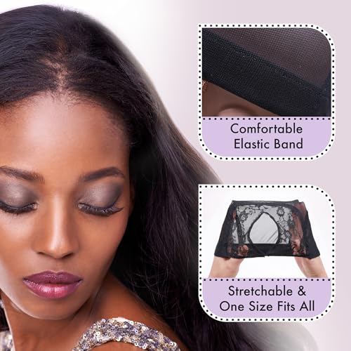 DONNA Touca de peruca de malha de parte reta | 1 peça de touca de peruca para mulheres ou homens | B