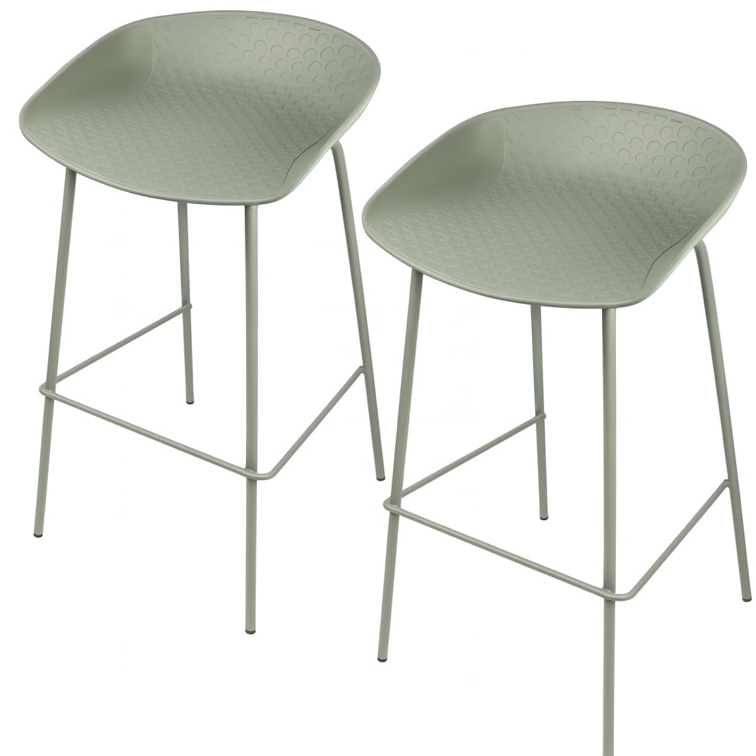 Acomoda Textil – Set de 2 Taburetes Nórdicos 92x46x42 cm con Respaldo Bajo. Sillas de Barra de Cocina con Diseño Minimalista, Asiento Ergonómico y Patas Metálicas Resistentes. (Verde)