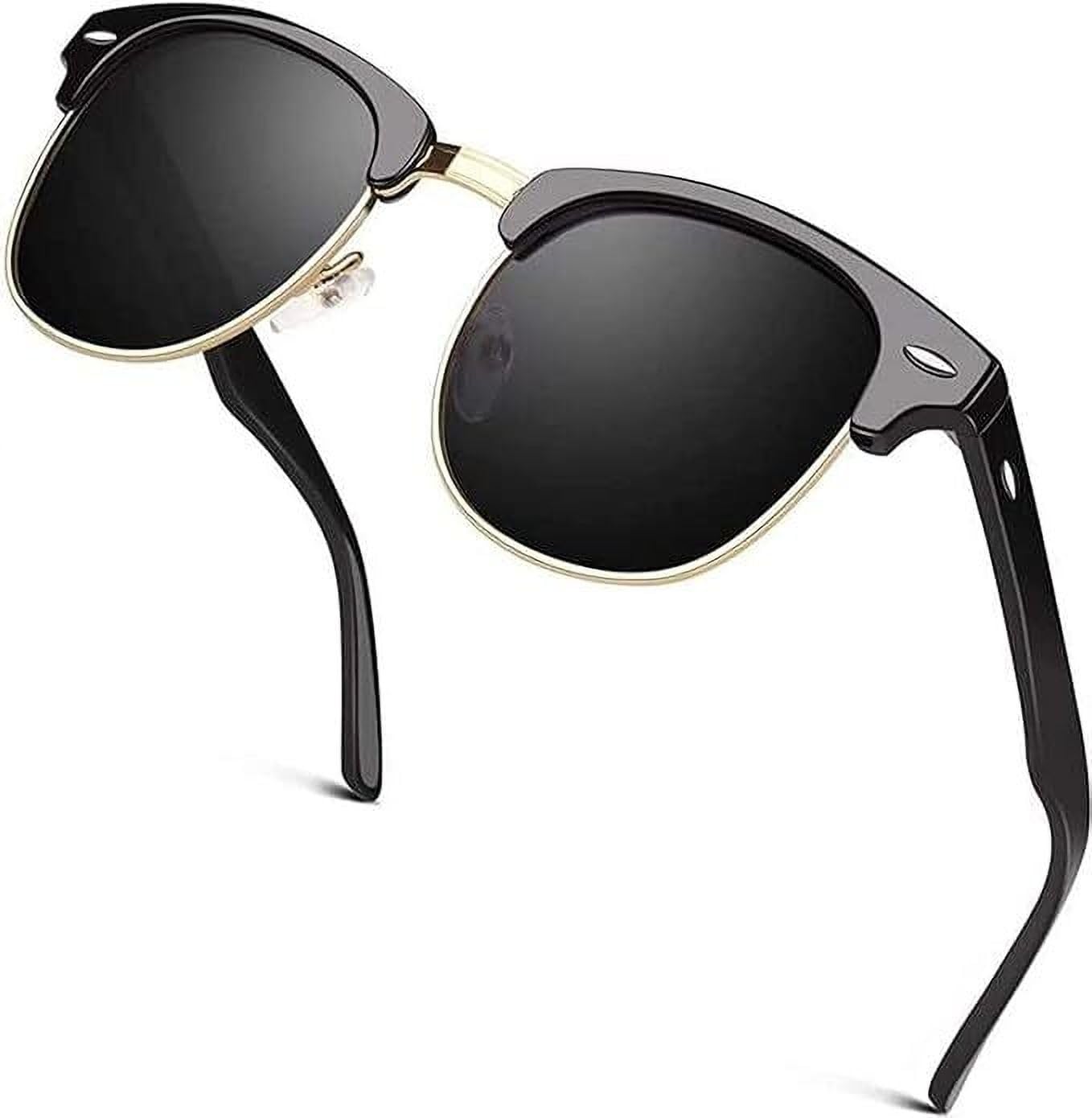 zadinga Classic Club Master Sunglasses for Men, Black Plastic Oval Polarized Lenses with UV Protection Coating-picture-19