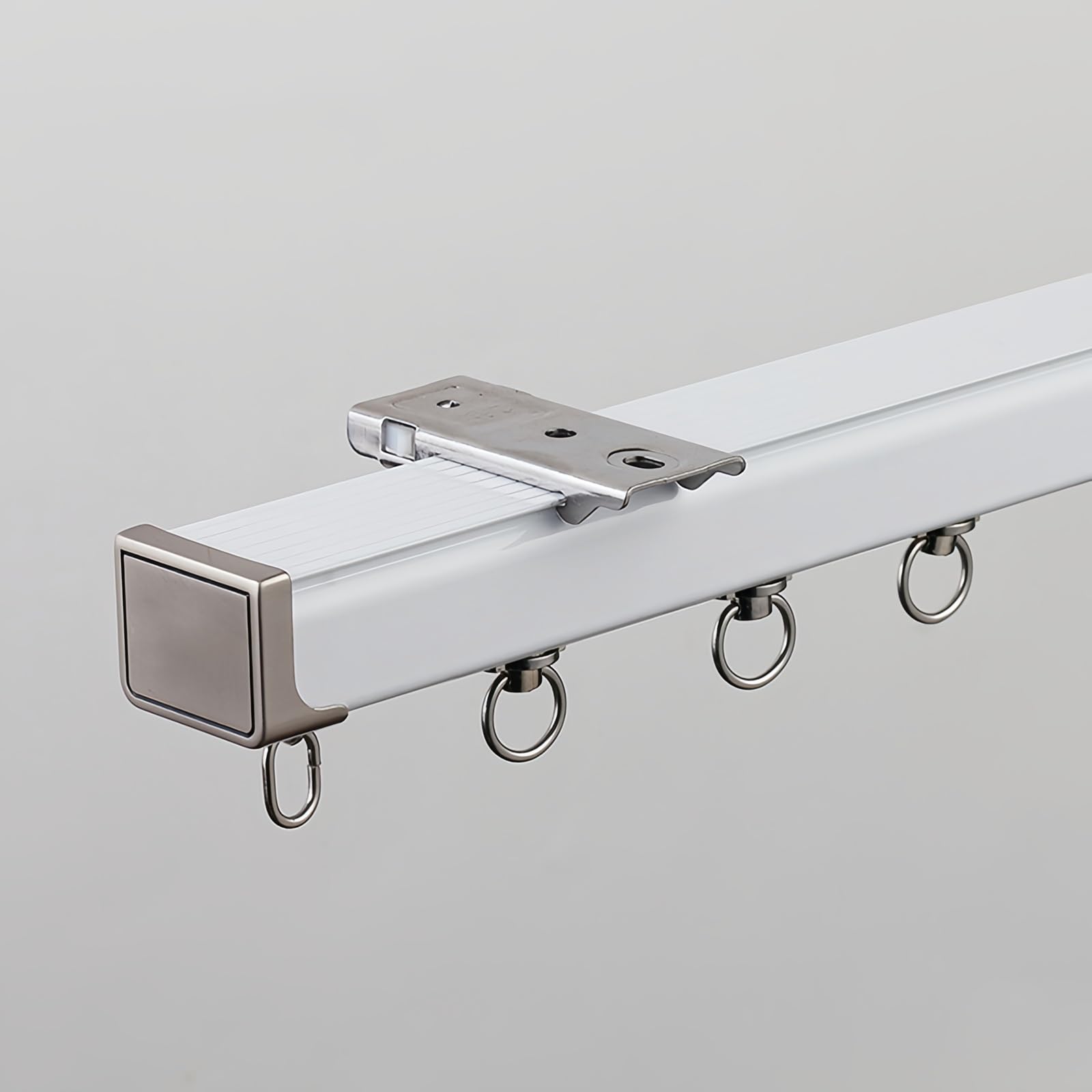 WQPMNYG Heavy Duty Ceiling Curtain Track System, 13.5FT Grey Curtain Rod for, Showers & Partitions, Wall/Ceiling Mount, Versatile Curtain Rail Solution