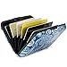 ELFISH Mini RFID Aluminum Wallet Credit Cards Holder Business Card Case Metal ID Case for Men Women (Blue flower)