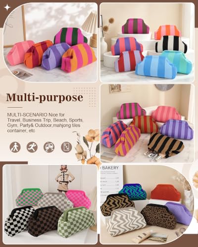 Image of Woven Clutch Purses for Woman,Summer Beach Purse for Vacation, Woven Striped Dumpling Bag,Crochet Evening Handbag
