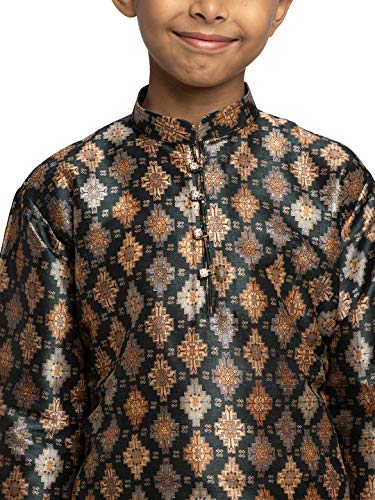 Image of KRAFT INDIA Boys Silk Print Kurta Churidar