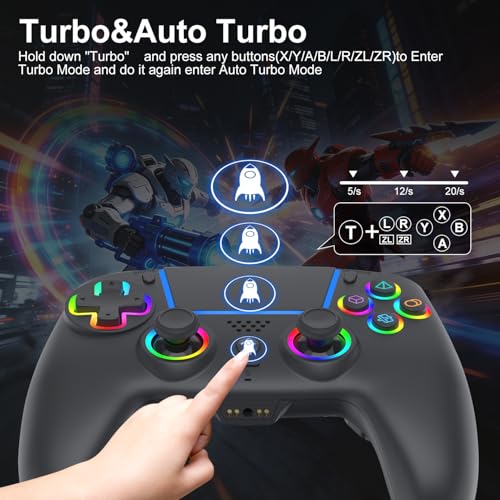 Image of ADHJIE Compatible with PS5 Controller, RGB LED Wireless Controller for PS5 | PS5 Slim /PS5 Pro /PC with 3.5mm Audio Headset Jack&1000mAh Built-in Battery, Turbo&Dual Vibration, Black