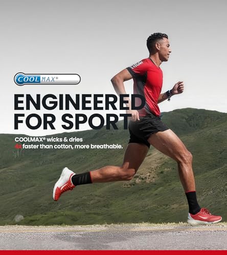 COOLMAX® Athletic Running Socks for Men &Women, Cushioned Anti-Blister Crew Compression Socks for Sports Hiking 3 Pack3