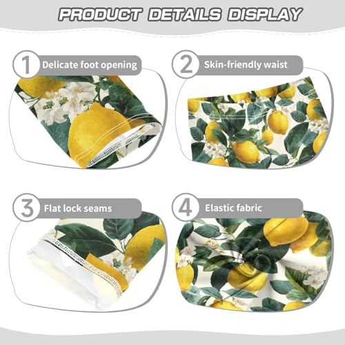 Girls Leggings Lemon Flowers Leaves Soft Toddler Leggings for Girls Kids Pants Size 4T-10T3