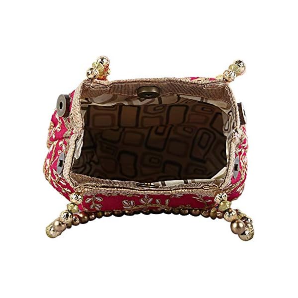 Kuber Industries Women Polyester Embroidered Woman Potli Bag, Pink-Ctktc31391 - Image 6