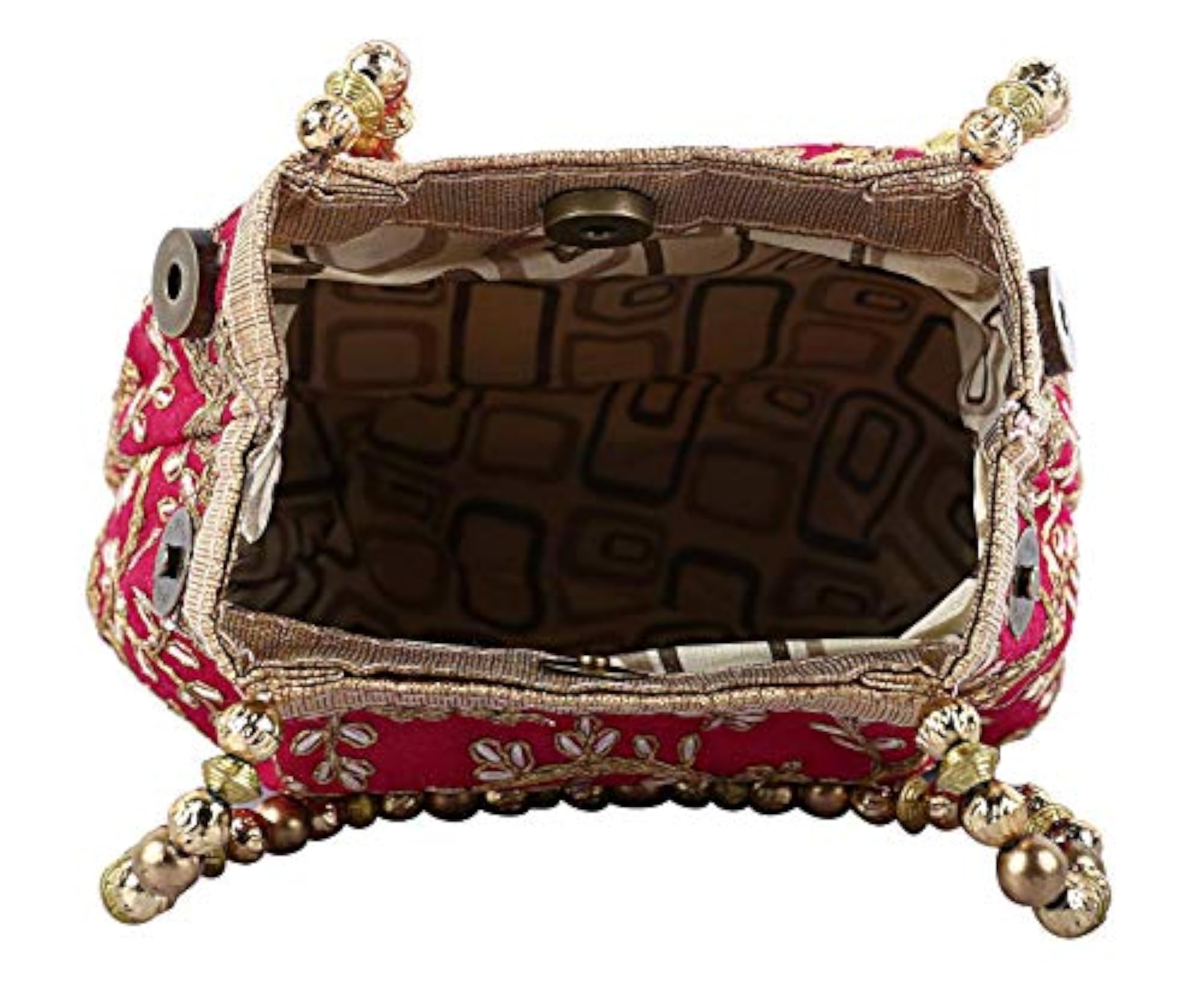 Embroidered Woman Potli Bag in Pink