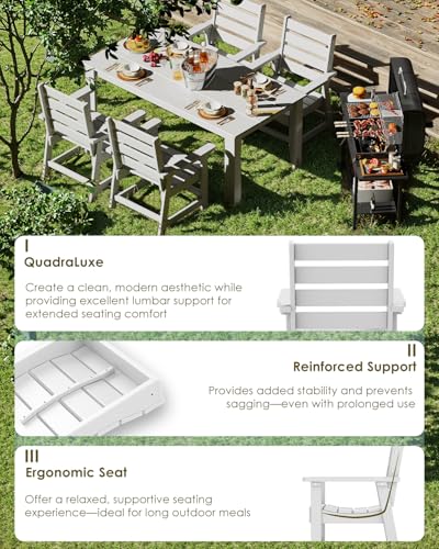 Image of GREENVINES Outdoor Dining Chairs Set of 2 | HDPE | Patio Chair | All-Weather | White