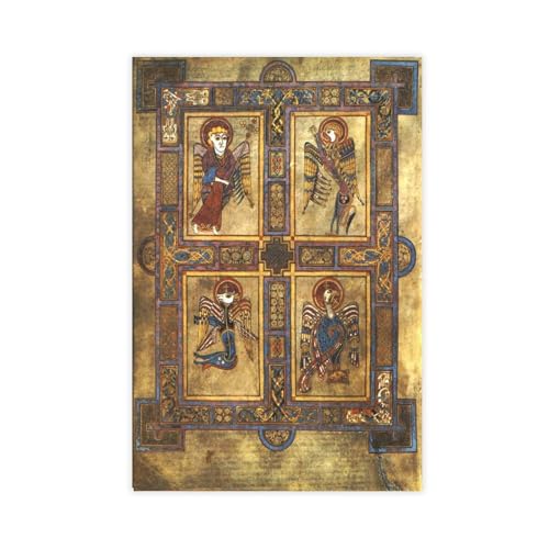 Art Book of Kells avec quatre évangélistes sur toile premium de 30 x 45 cm sans cadre