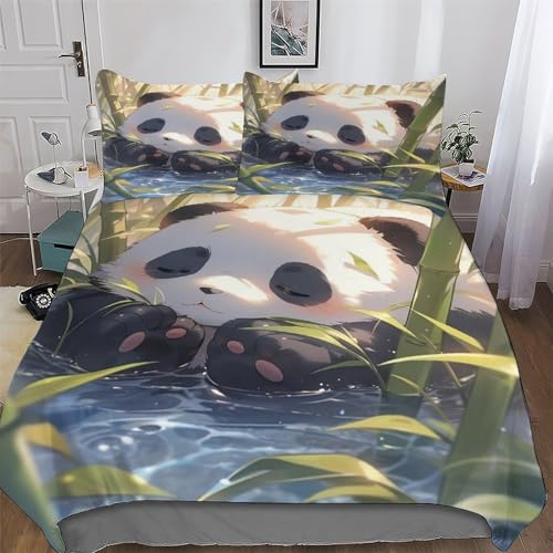 Parure de lit panda 3 pièces de qualité supérieure en microfibre douce double 200x200 cm - 2