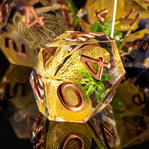 Kerwellsi Resin Dnd Dice Set, Flower Sharp Edge D&D Dice, Rpg Role Playing Dice, Dungeons And Dragons Dice With Gith Box, 7 Piece Polyhedral D And D Dice D20 D12 D10 D8 D6 D4 #TOP7