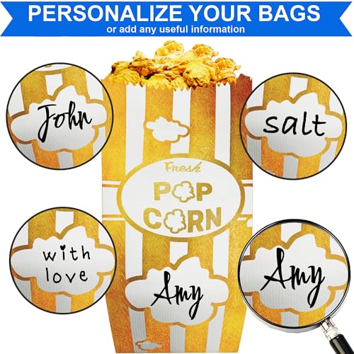 Image of CUSINIUM 1oz Metallic Gold Paper Popcorn Bags (100-pack) - Carnival Theme - Customizable