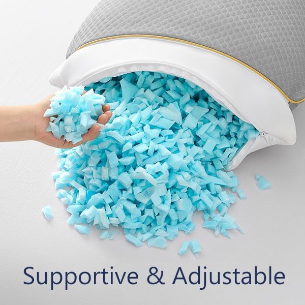 Moonrite Cooling Pillows Queen Size Set of 2 - Shredded Memory Foam Pillows, Breathable Bed Pillows for Side/Back/Stomach Sleepers, Machine Washable Cover for Hot Sleepers， 20x30 Inches, 2 Pack