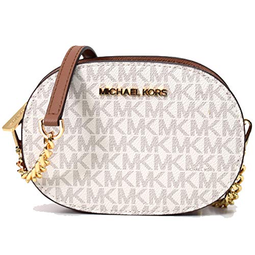 マイケルコース バッグ MICHAEL KORS コーティングキャンバス ジェット セット トラベル モノグラム スモール ロゴ コンバーチブル チェーン クロスボディ 丸型 2way クラッチ ショルダーバッグ バニラホワイト 35S1GTVC1B Amazon | [マイケルコース] バッグ コーティングキャンバス ジェット
