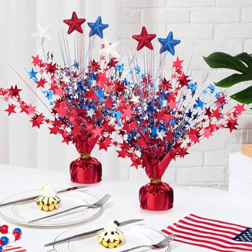 Qunclay 9 Pcs 4th of July Decorations Metallic Patriotic Decorations