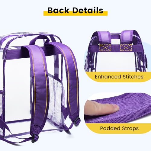 Image of Vorspack Clear Backpack for School, 16 inch Large Clear Bookbag | Lightweight See Through Backpacks for Girls and Boys, Reinforced Straps, Heavy Duty Transparent Clear Bag for Work Travel