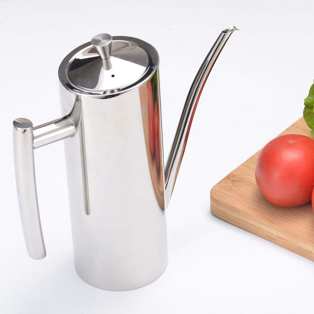 Olietta Oliera Salvagoccia per Olio e Aceto, 700Ml Oliera Acciaio Inox, Olio e Aceto Ampolla Liquido Condimento Bottiglia Distributore Prova della Polvere EA Prova di
