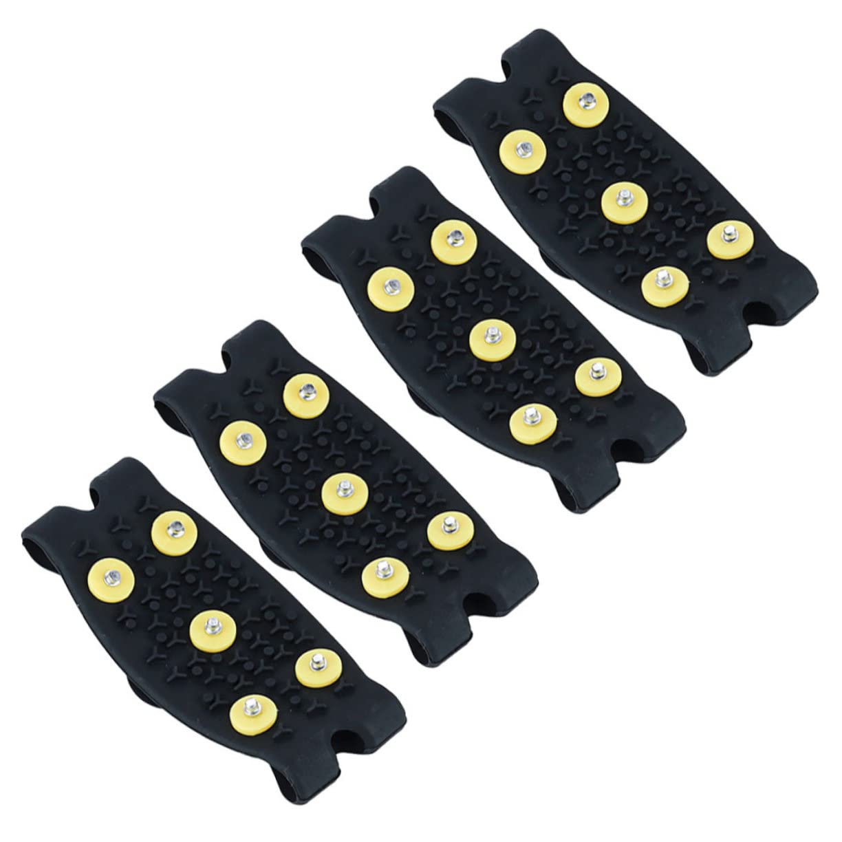 Uonlytech Pinzas Antideslizantes para Zapatos de Terreno Congelado y Frío, 2 Pares de Cubiertas TPE 5 Dientes Amarillos, Plegables para Senderismo y Pesca en Superficies Resbaladizas