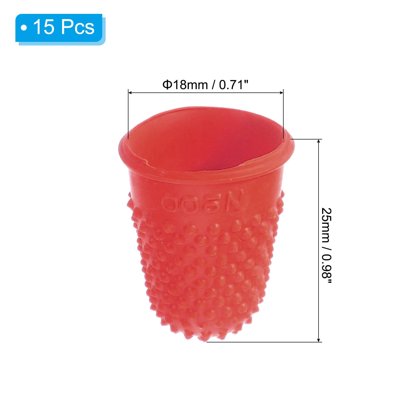 PATIKIL Embouts de doigts en caoutchouc, 15 Pack Protecteur de bout de doigt en silicone pour le pouce et les doigts, Protège-doigts pour le comptage au bureau, la couture, Rouge Taille XS