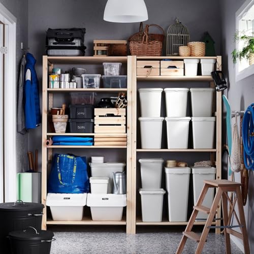 Image of Ikea HALLBAR Bin with Lid, Light Grey color, 22 litters