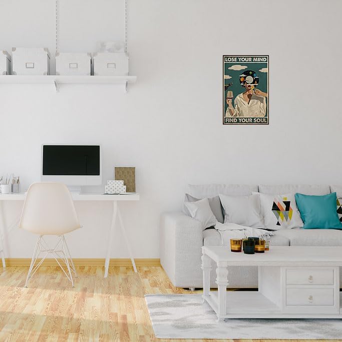 Miniatura 6 de Flyhaw Póster vintage con texto en inglés Lose Your Mind Find Your Soul (Lose Your Mind Find Your Soul) con cita inspiradora sobre salud mental,
