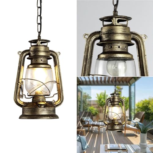 Lustre antique en métal et verre étanche pour éclairage extérieur