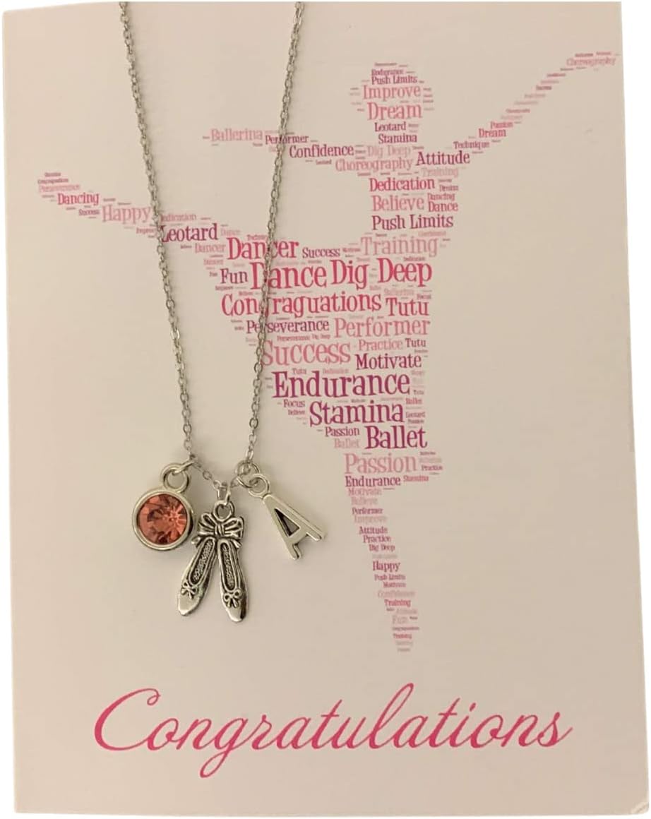 Girls Personalized Dance Necklace & Card Gift Set, Dance Jewelry, Ballet Necklace, Gift For Dancers, Dance Recitals, Dance Teams & Dance Teachers