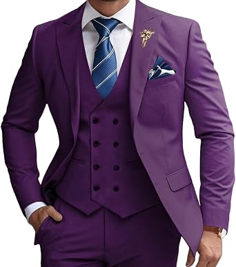 Mens Suits 3 Piece Slim Fit Suit Set Business Wedding Tuxedo Jacket Vest Pants