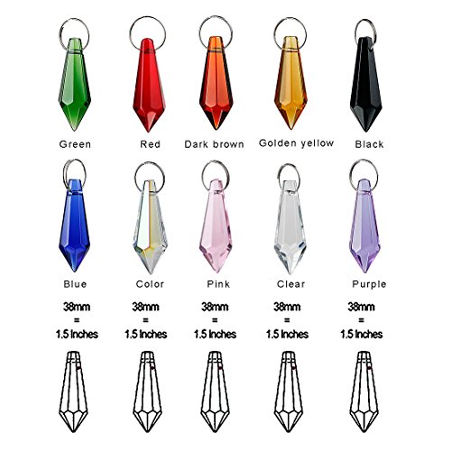 H&D Hyaline & Dora 50Pcs 38Mm Crystal Icicle Pendant Chandelier Prisms Drops Lamp Candle Holders Curtain Diy Parts(Multi-Color) #TOP1