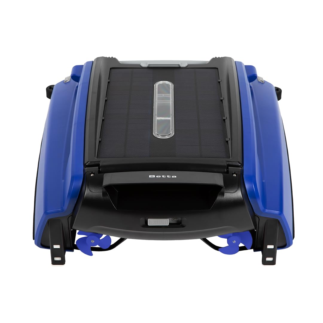 Photo 1 of Betta SE Solar Powered Automatic Robotic Pool Surface Skimmer Cleaner with 24/7 Continuous Cleaning Battery Power and Re-Engineered Twin Salt Chlorine Tolerant Motors (Blue)