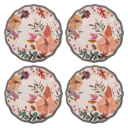 Image of Karma, 8.75 inches Melamine Salad Plates Set of 4, Reusable Dishwasher Safe Plates for Outdoor and Indoor, Autumnal Spice