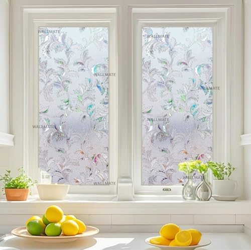 Image of WALLMATE Window Privacy Film Frosted Vinyl Glass Covering, UV Blocking, Non-Adhesive, No-Glue, for Bathroom Living Room Office,(24x150 Inch, Marigold)