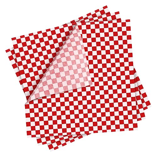 Cabilock Waxed Paper Roll 24pcs Red Checkered Baking Paper Sheets Grease-resistant