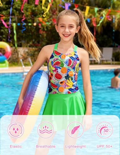 Image of ALISISTER Girls Tankini Swimsuit Two Piece Bathing Suits Summer Beach Swimwear with Shorts for 7-12 Years