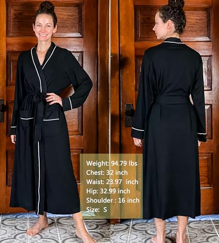 Image of Ekouaer Womens Robe Long Bathrobe Lightweight Soft Knit Kimono Robes Ladies Casual Sleepwear S-3XL