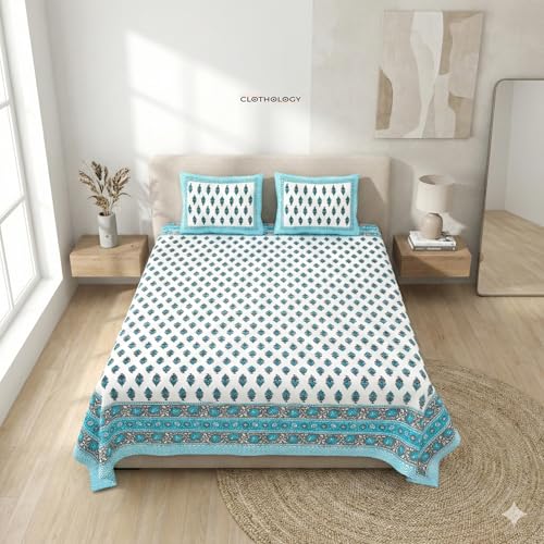 Image of Skin Friendly bedsheet Double Size Bed Cotton bedsheets for Double Size Bed, 1 Double Size bedsheet Cotton with Pillow Cover Set of 2 | 240 TC Soft Bed Sheet Double Size