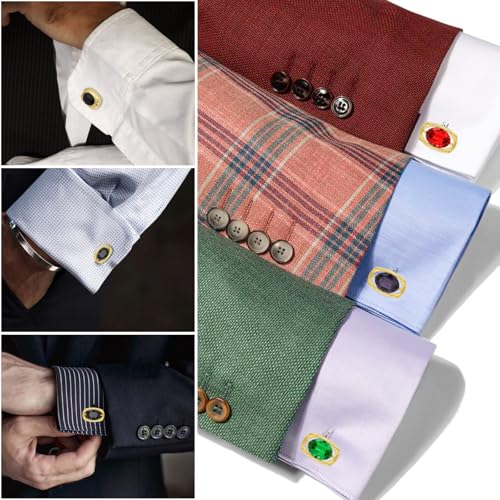 Mancuernas de Cristal para Hombre Doradas y Negras miniatura 3
