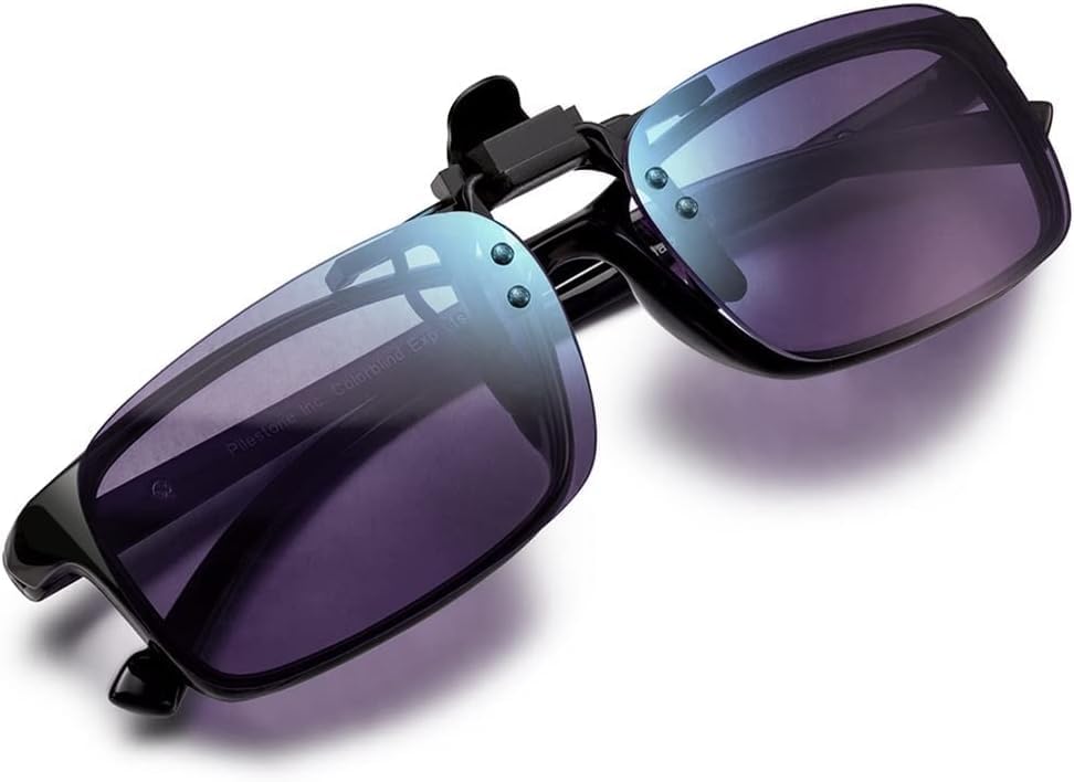 Pilestone Color Blind Glasses for Red-Green/Blue-Yellow Color Vision Deficiency Indoor/Outdoor Use ~ Pick Yours (Clip-on TP-047 Lens E for Blue-Yellow Deficiency)