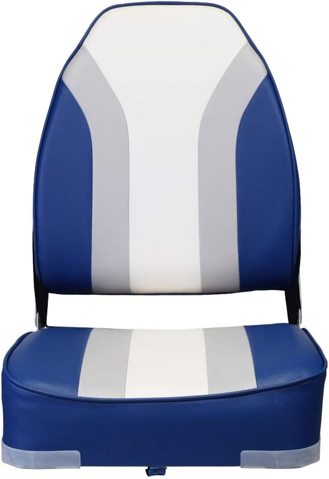 Wake by Eevelle, WMHBSEAT, Interior High Back Folding Rainbow Boat Seat, 16.75” L x 15.5” D x 23.5” H, Blue Grey White