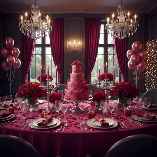Image of Hot Pink Metallic Foil Confetti(0.59 inch) Round Dots Glitter Table Confetti for Party Wedding Decorations,2.11 OZ per pack