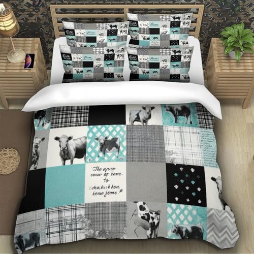 Housse de couette animaux de la ferme microfibre résistante parure de lit imprimée