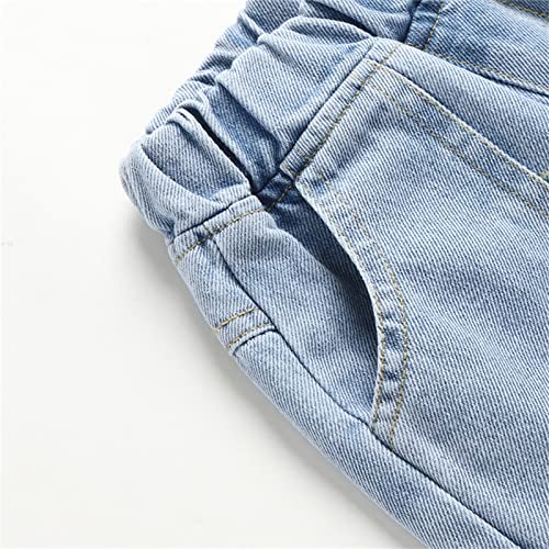 Toddler Baby Boys Girls Blue Jeans Kids Elastic Waist Trousers with Pockets Casual Pants4